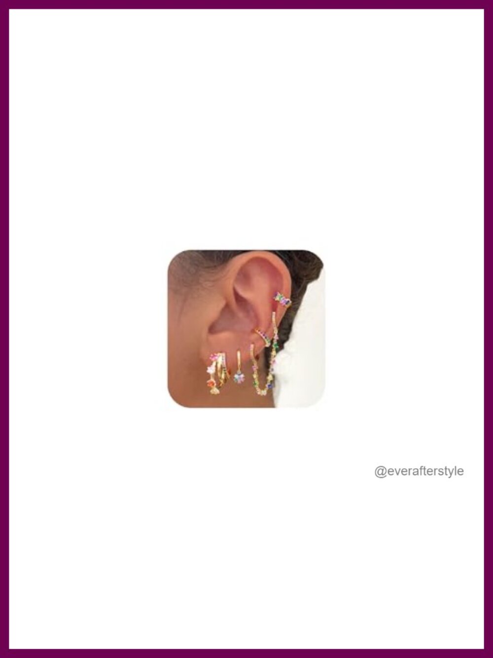 14K Gold & Sterling Silver Zircon Earring Set for Women - 5 Pairs Trendy Hoop,
